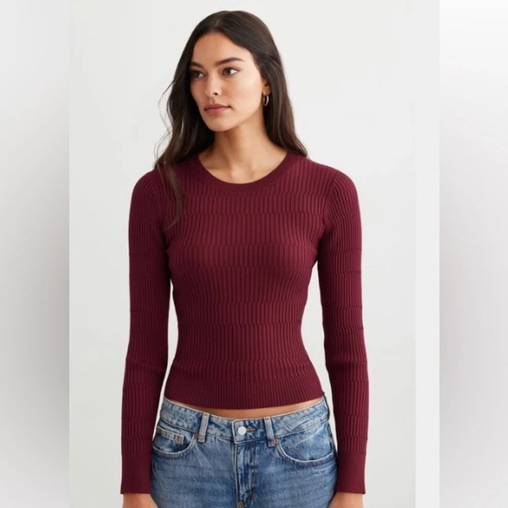 Dynamite Deep Red Ribbed Sweater - Picture 1 of 2